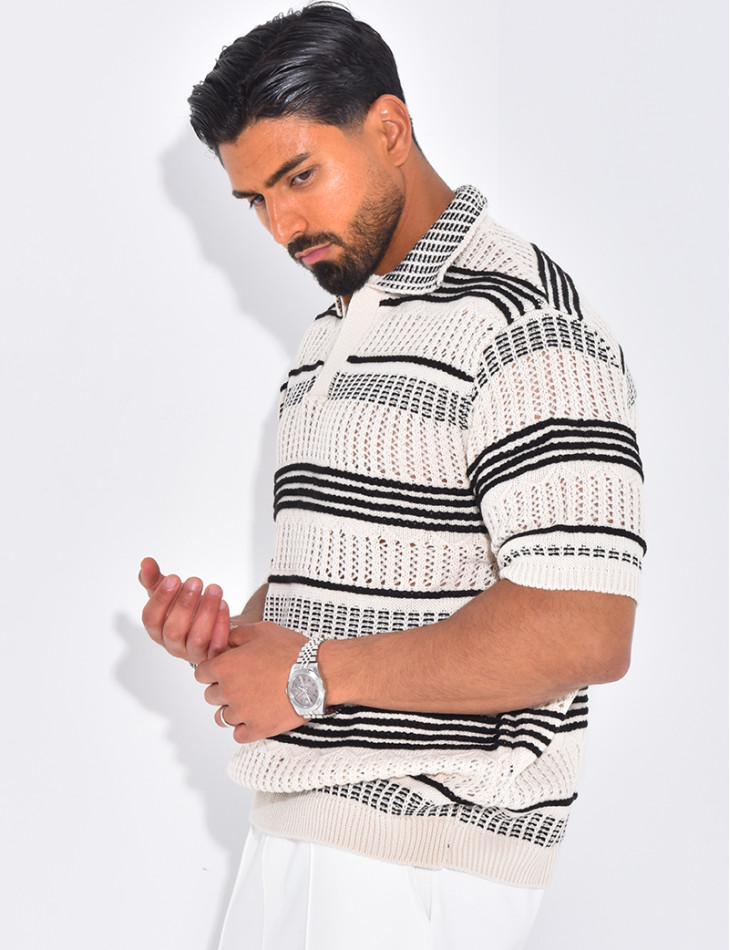 Polo en maille à rayures