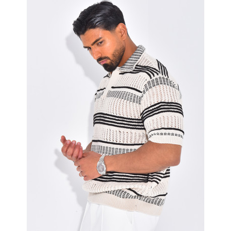 Polo en maille à rayures