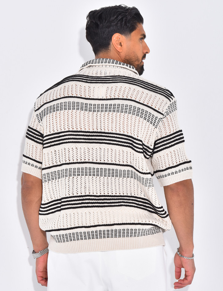 Polo en maille à rayures
