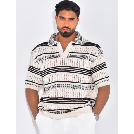 Polo en maille à rayures