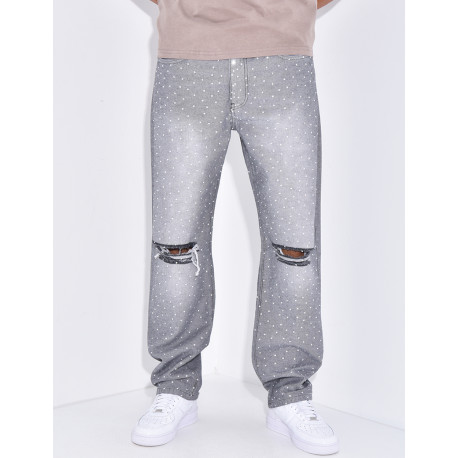Jeans à strass homme