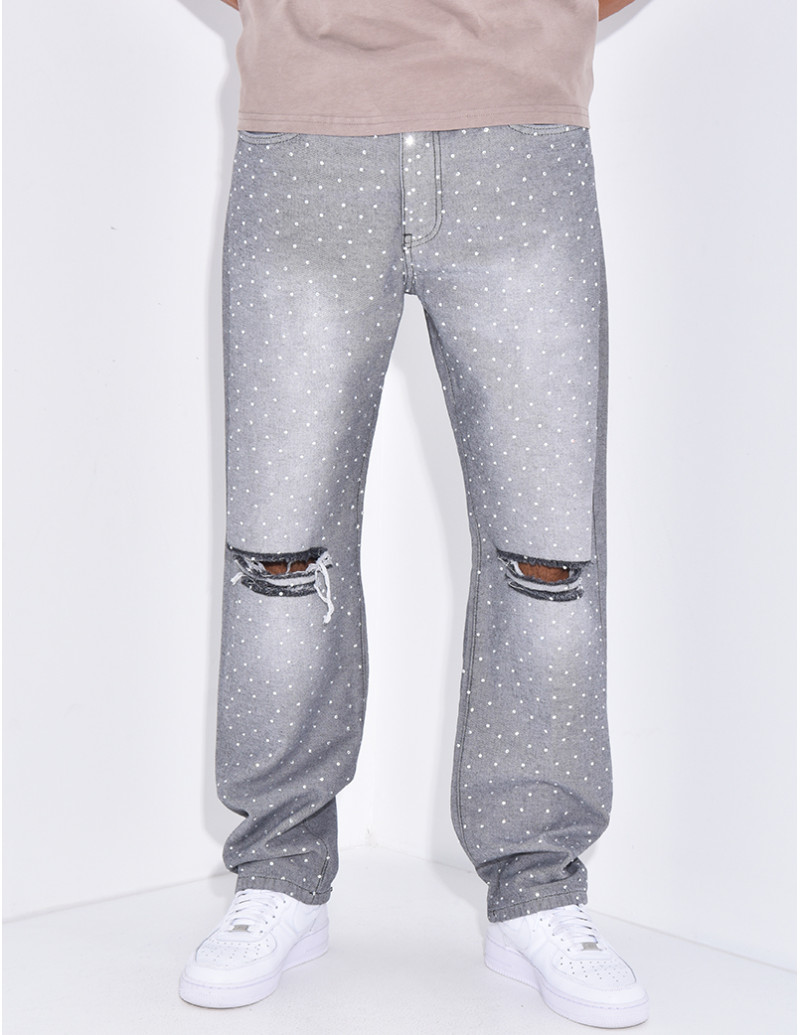 Jeans à strass homme