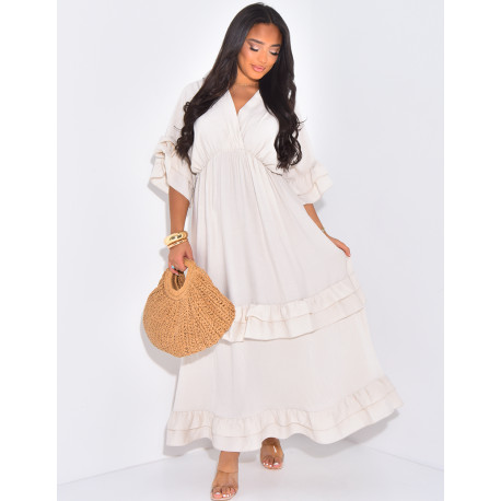 Robe longue fluide à volants