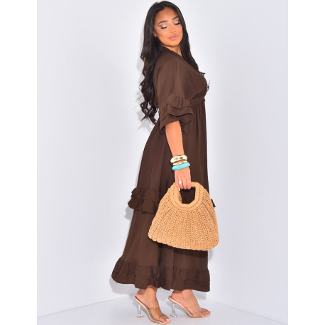 Flounced flowing maxi dress