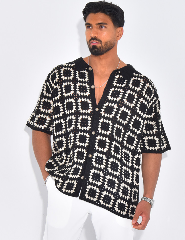 Chemise ajourée à motifs