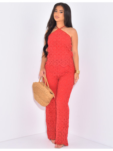 Set aus Neckholder-Top und gerader Häkelhose