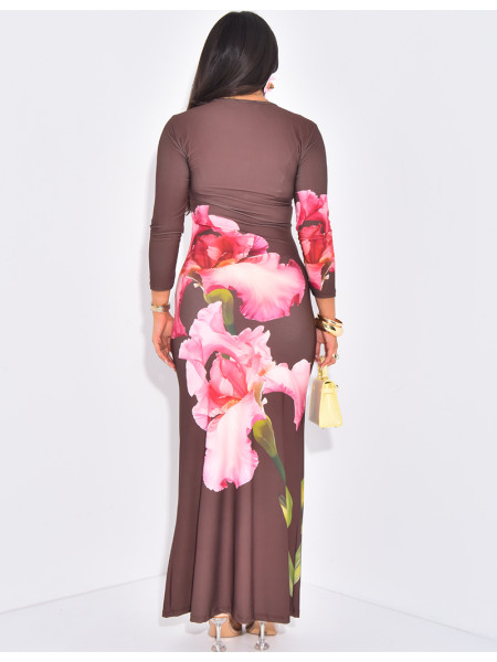 Robe longue fluide à motif imprimé