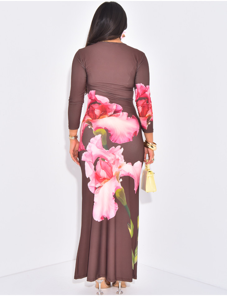 Robe longue fluide à motif imprimé