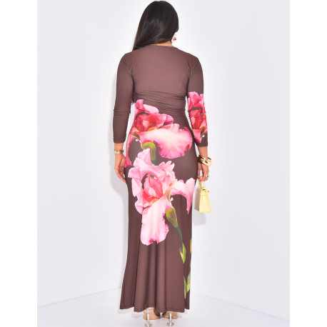Robe longue fluide à motif imprimé