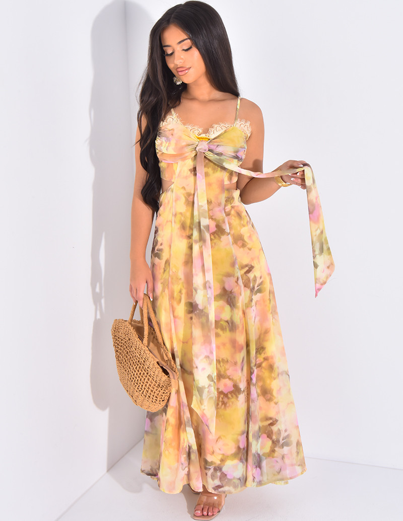 Robe longue en voile à...