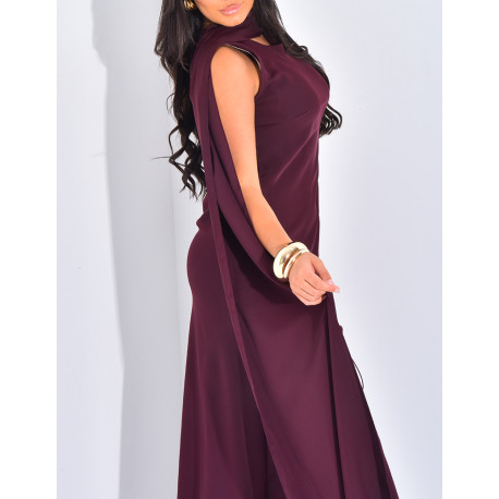 Robe longue à voile au col
