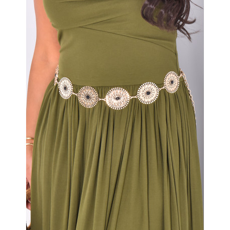 Metal belt with rounded medals