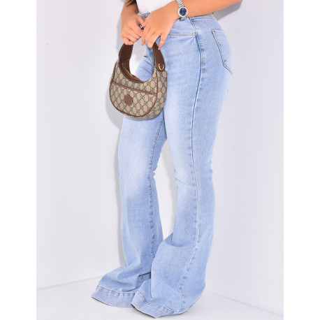 Flared Jeans in verwaschenem Blau mit hoher Taille