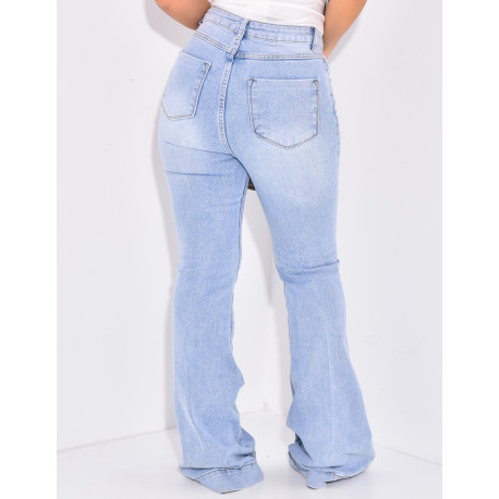 Flared Jeans in verwaschenem Blau mit hoher Taille