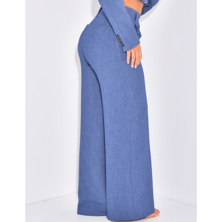 Straight-cut high-waisted suit pants