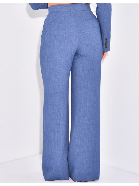 Straight-cut high-waisted suit pants