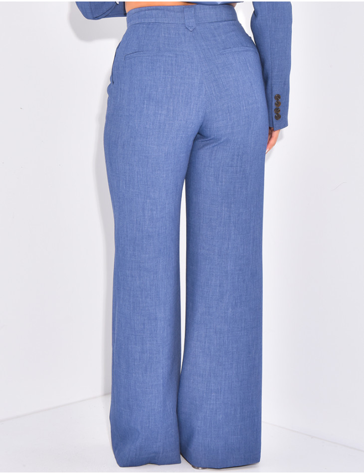 Straight-cut high-waisted suit pants