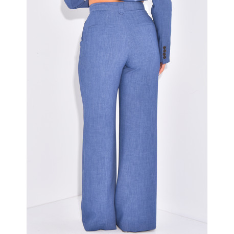Straight-cut high-waisted suit pants