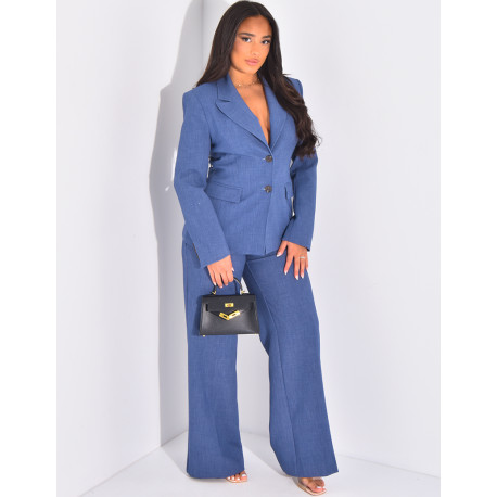 Straight-cut high-waisted suit pants