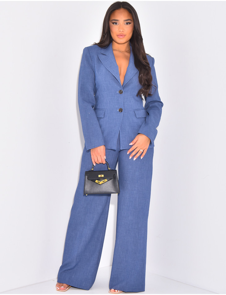 Straight-cut high-waisted suit pants