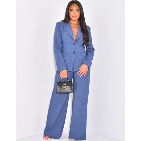 Straight-cut high-waisted suit pants