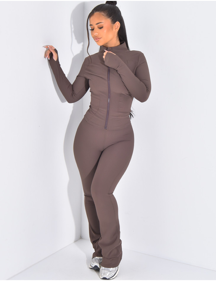 Ensemble de sport gainant à gilet et pantalon flare