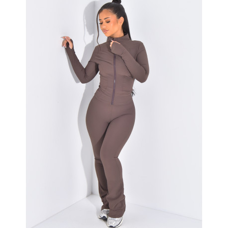 Ensemble de sport gainant à gilet et pantalon flare