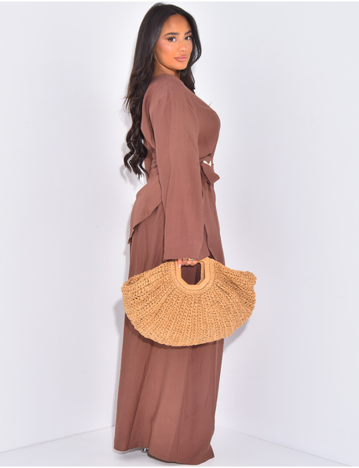 Ensemble jupe à broche étoile de mer et top manches longues