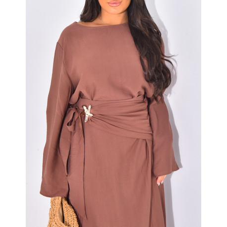 Ensemble jupe à broche étoile de mer et top manches longues