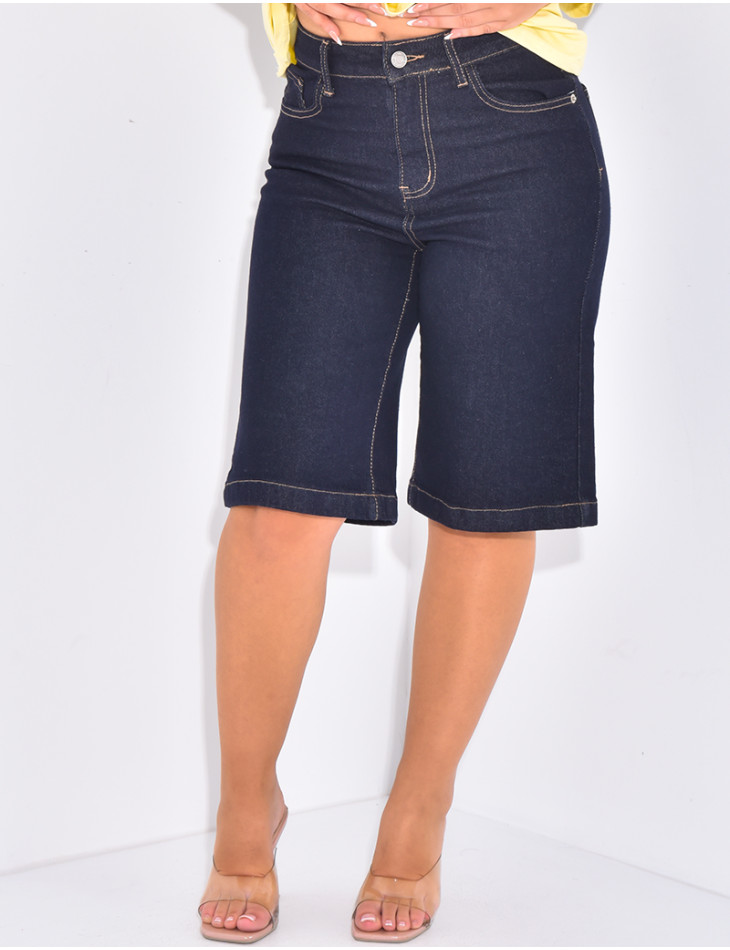 Bermuda en jeans bleu brut