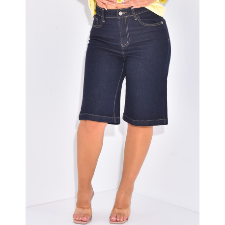 Bermuda en jeans bleu brut