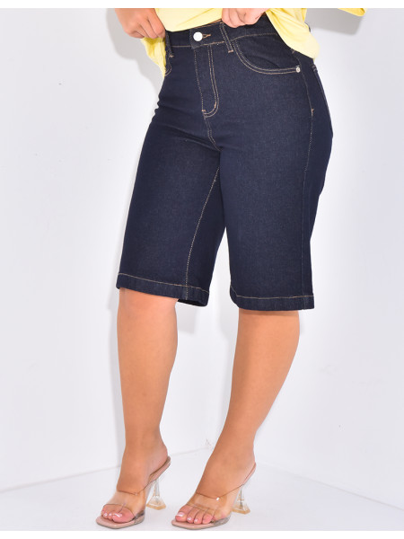 Raw blue denim Bermuda shorts