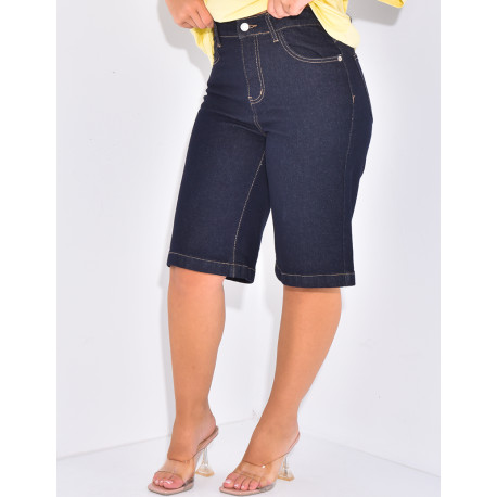 Raw blue denim Bermuda shorts