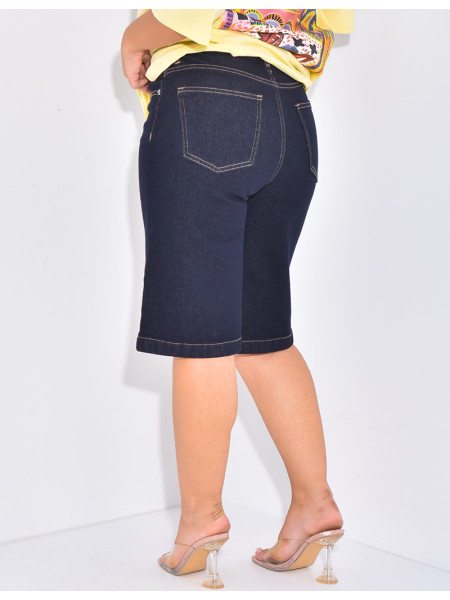 Raw blue denim Bermuda shorts