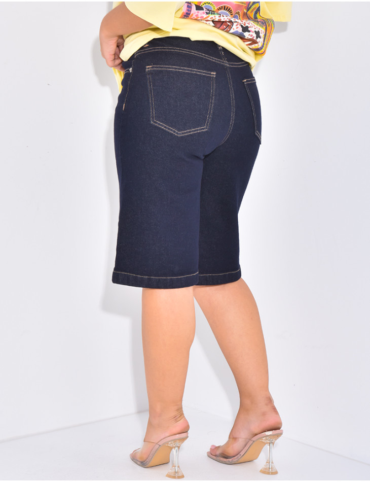 Raw blue denim Bermuda shorts