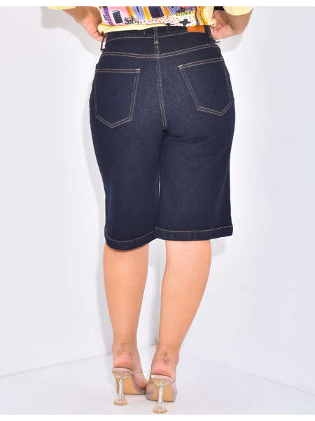 Raw blue denim Bermuda shorts