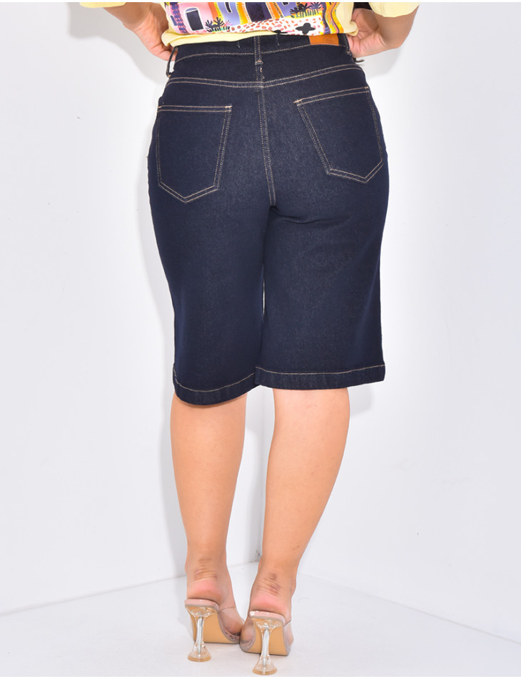 Raw blue denim Bermuda shorts