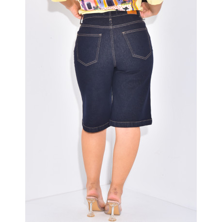 Raw blue denim Bermuda shorts