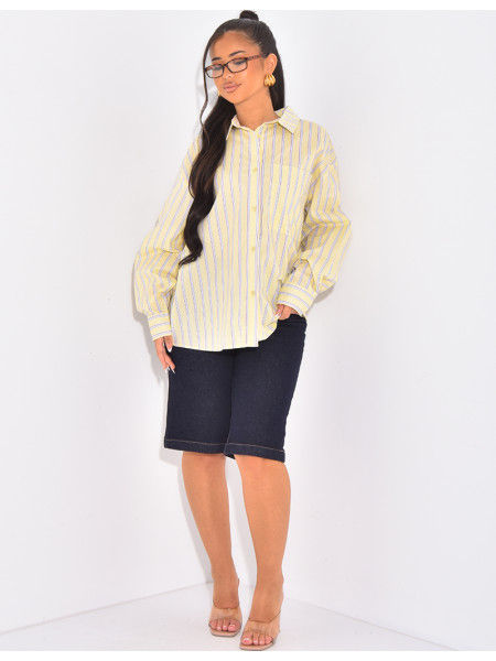 Raw blue denim Bermuda shorts