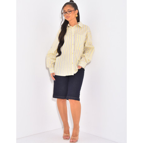 Raw blue denim Bermuda shorts