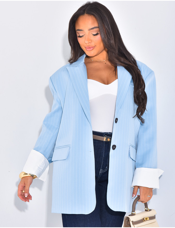 Oversized suit jacket with stripes and cuffs
