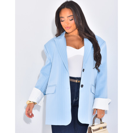Oversized suit jacket with stripes and cuffs