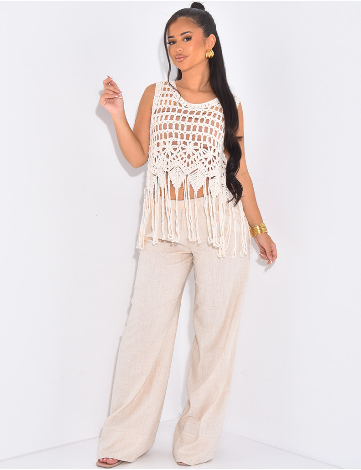 Short crochet top with fringes