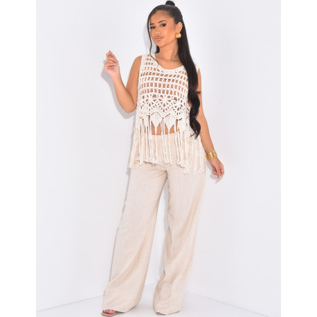 Short crochet top with fringes