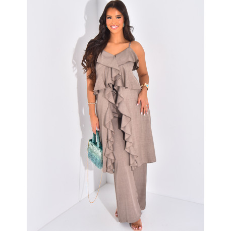 Ensemble pantalon et top long à volants