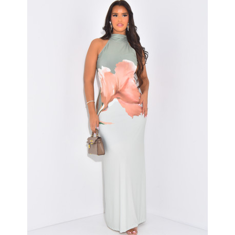 Robe longue sans manches à fleurs