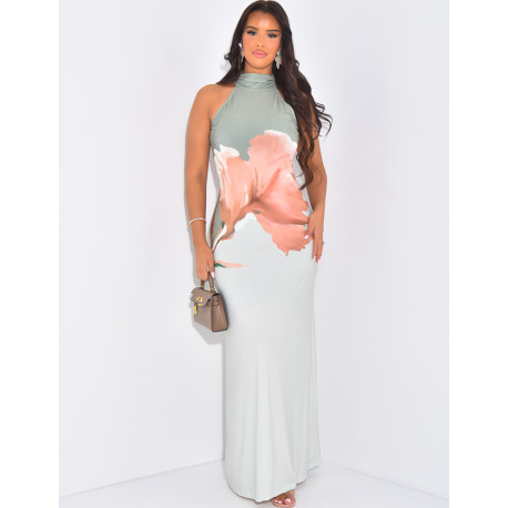 Robe longue sans manches à fleurs