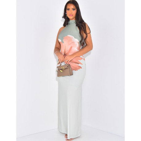 Robe longue sans manches à fleurs