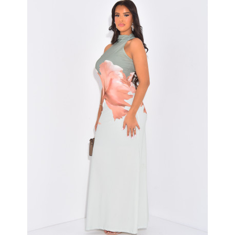 Robe longue sans manches à fleurs