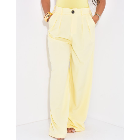 Wide-leg tailored trousers with darts